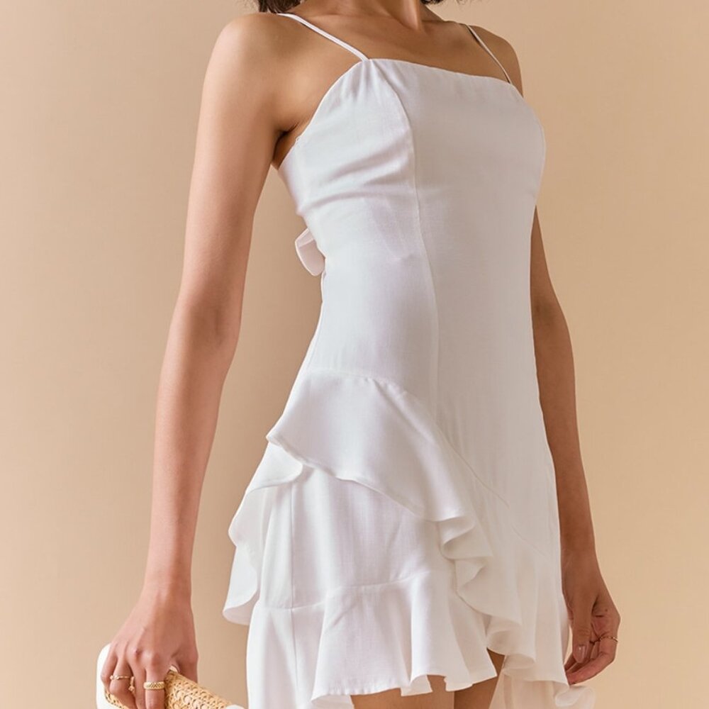 Francesca's Bow Back Mini Dress - White